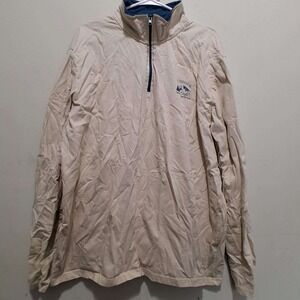 Atlas For‎ Men Quarter Zip Pullover Beige Long Sleeve 3XL Outdoor Embroidered